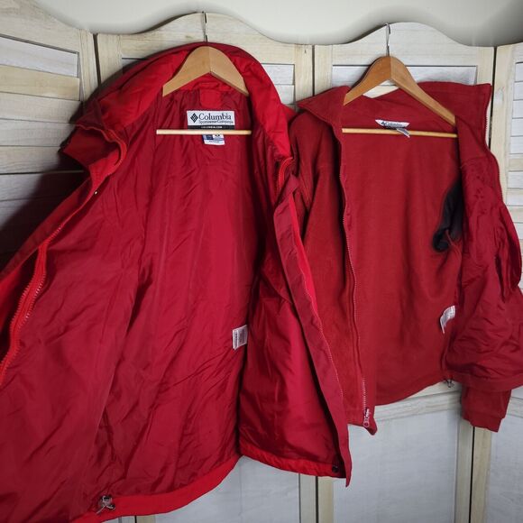 Columbia Core Interchange Womens Medium Fleece Jacket Red Winter Coat - Picture 11 of 14